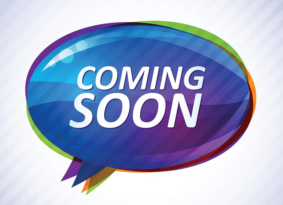 Abstract glossy speech bubble vector background with text  "Coming soon"
