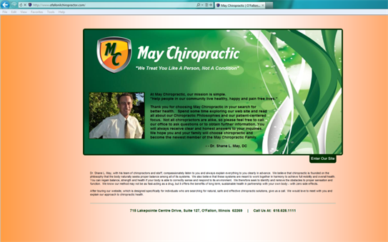 Splash Page Example :: May Chiropractic :: 800 x 500 Splash Page Example :: May Chiropractic :: 800 x 500